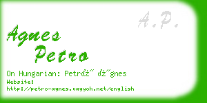 agnes petro business card
